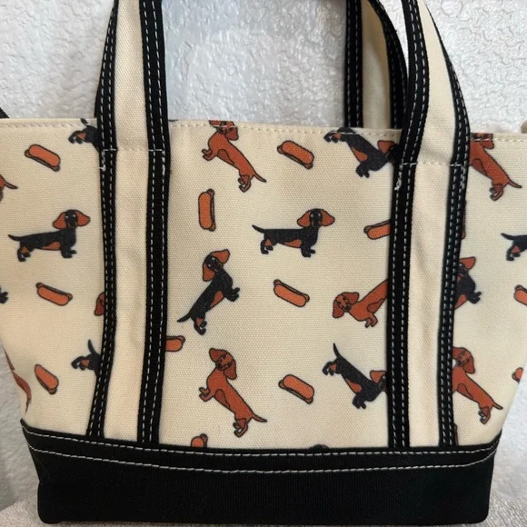 Aeropostale Cream and Black Dachshund Print Tote - Picture 2 of 10